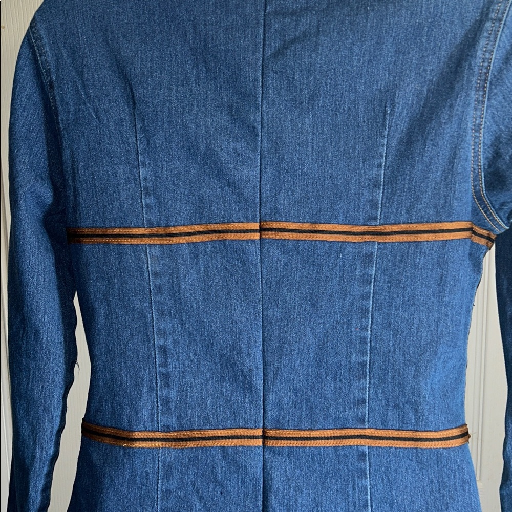 Retro Elegant Artistic Blue Denim Jean Mini Dress - Picture 6 of 7